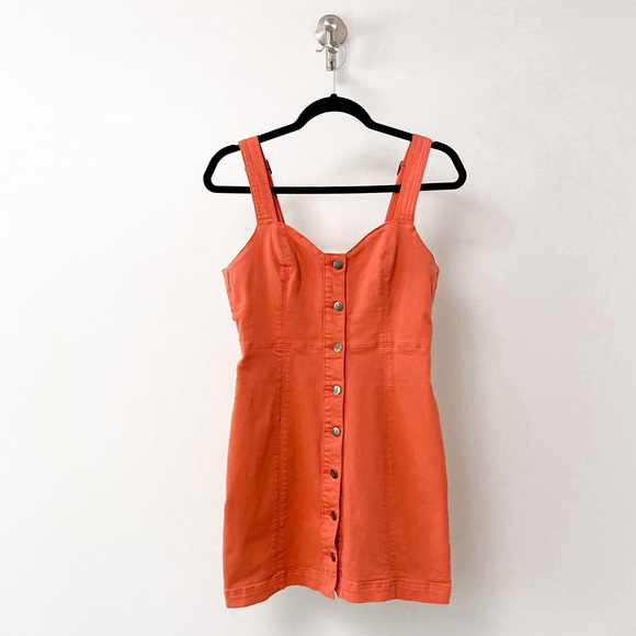 MinkPink Dresses & Skirts - MP Denim Fall Halloween Chic Button Down Casual Coral Mini Jean Dress MEDIUM